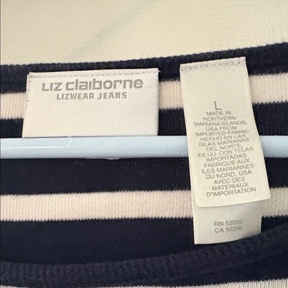 Liz Claiborne vintage Red, Navy  and Black Striped 3/4 Sleeve Tops 
Set of 3 - Picture 4 of 8